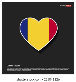 Heart Shape Romania Flag