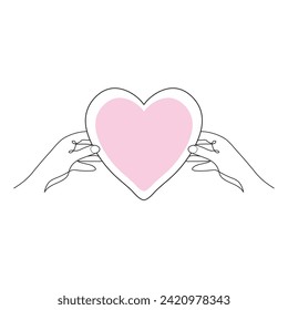 Heart shape Romantic symbol illustration continuous drawing single line art