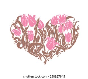 heart shape romantic tulips