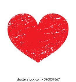 Heart Shape. Rubber Stamp with red color have porous and rough isolated on white background. For make a mark or design your product using a stamp or seal. Easy to change color of Stamp.