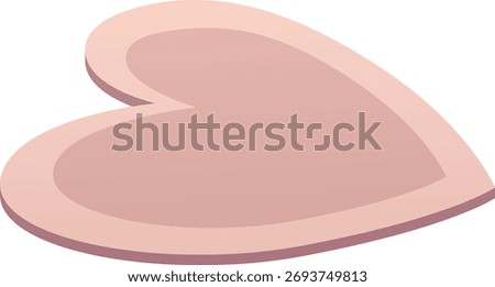 Heart shape rug in nude beige color. Cartoon woven carpet for floor in living room or bathroom. Cozy home textile decorative element, interior neat mat. Vector flat illustration isolated