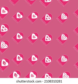 Heart shape seamless repeating pattern with pink background 