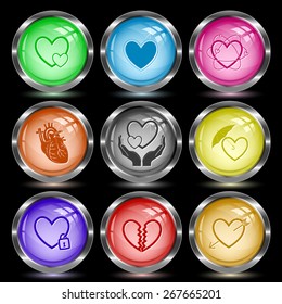 Heart shape set. Internet button. Vector illustration.