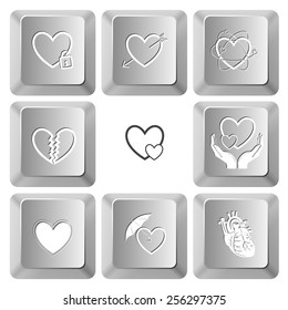 Conjunto de formas del corazón. El vector establece las claves del equipo.