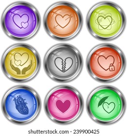 Heart shape set. Vector internet buttons.