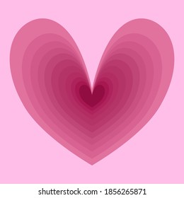 Heart shape in shade of pink color and multi layer style. Flat design vector illustration. Valentine’s Day concept.