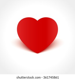 Heart Shape with Shadow. Valentines Day Greeting Card. Vector Icon