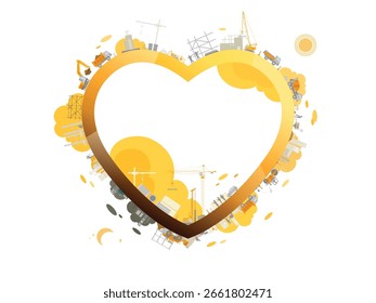 Forma de corazón muestra el amor de la construcción de Ilustración vectorial gráfica EPS 10