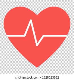 Heart shape with heart signal wave on transparent style background for web or app ui design