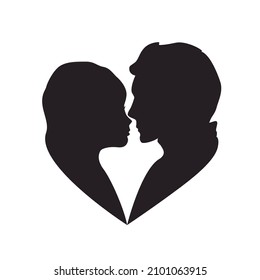 Heart Shape Silhouette Loving Man Woman Stock Vector (Royalty Free ...