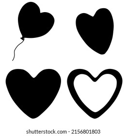 Heart form Silhouette einzeln auf weißem Hintergrund. Vektorgrafik