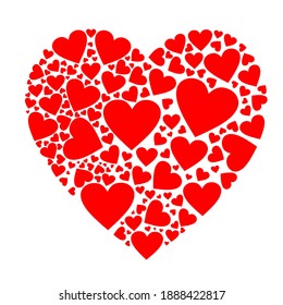Heart shape silhouette vector with red hearts inside Valentine´s Day