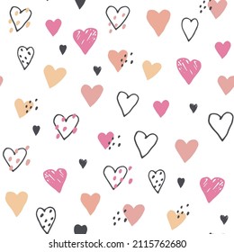 heart shape simple vector seamless pattern, valentine's day background