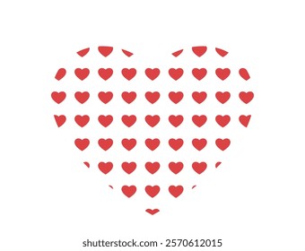 Heart shape with small hearts in it. Love and romantic symbol. Valentines design element. Isolated vector image