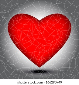 Heart shape with small mosaic tiles, broken heart concept