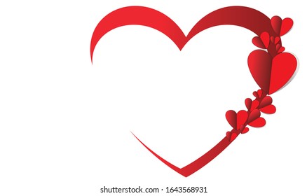 Heart shape with small red heart papercut. love vector