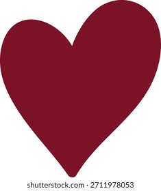 Heart shape with smooth curves and clean silhouette on blank background. Symbol of love, romance, affection, wedding, valentine message. Cartoon vector illustration.
