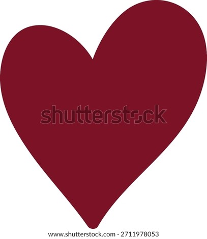 Heart shape with smooth curves and clean silhouette on blank background. Symbol of love, romance, affection, wedding, valentine message. Cartoon vector illustration.