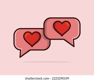 Icono de notificación de medios sociales de forma cardíaca en ilustración vectorial de burbujas de voz