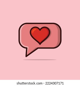 Icono de notificación de medios sociales de forma cardíaca en ilustración vectorial de burbujas de voz
