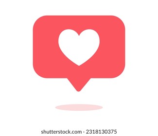 Heart shape social media notification icon in speech vector illustration.