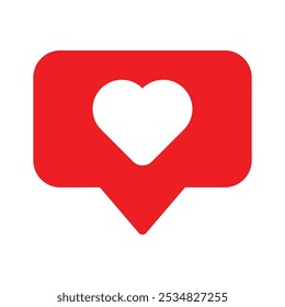 Heart shape social media notification icon in speech bubbles vector illustration