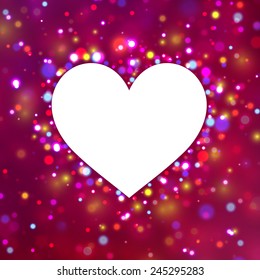Heart shape with sparkles. Glitter vector background. 