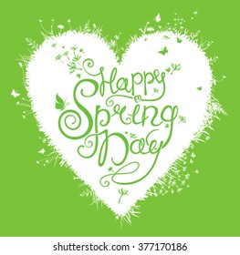 Heart shape of spring grass. Happy Spring Day.