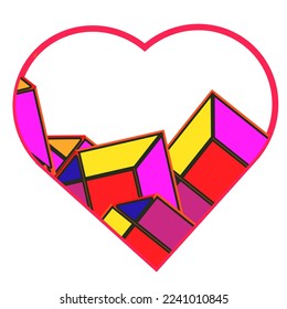 heart shape with sqaure shape elements inside it. it can used for element in the cards, buttons or other vector desgins etc 