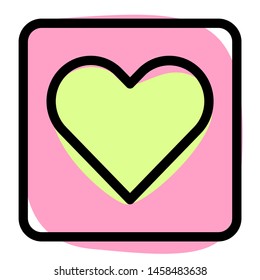 Heart shape in a square isolated on a white background