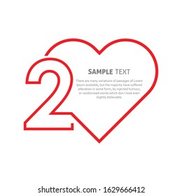 Heart shape step number, Vector template