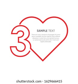 Heart shape step number, Vector template