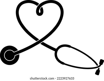 Estetoscopio de forma cardíaca - (archivo editable) Ilustración vectorial