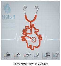 Heart Shape Stethoscope Health And Medical Infographic Design Template