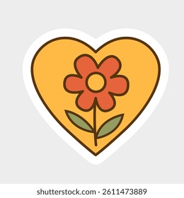 Heart Shape Sticker With Adorable Flower Icon