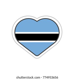 Heart shape sticker or label design for Botswana flag. Illustration for greeting cards, posters, patches and prints for clothes, flyers, emblems