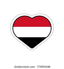 Heart shape sticker or label design for Egypt flag. Illustration for greeting cards, posters, patches and prints for clothes, flyers, emblems