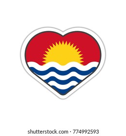 Heart shape sticker or label design for Kiribati flag. Illustration for greeting cards, posters, patches and prints for clothes, flyers, emblems