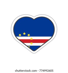 Heart shape sticker or label design for Cape Verde flag. Illustration for greeting cards, posters, patches and prints for clothes, flyers, emblems
