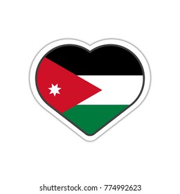 Heart shape sticker or label design for Jordan flag. Illustration for greeting cards, posters, patches and prints for clothes, flyers, emblems