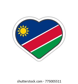 Heart shape sticker or label design for Namibia flag. Illustration for greeting cards, posters, patches and prints for clothes, flyers, emblems