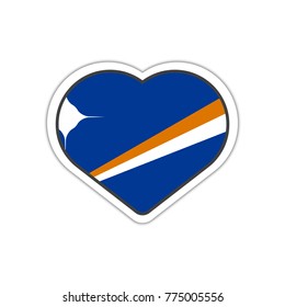 Heart shape sticker or label design for Marshall Islands flag. Illustration for greeting cards, posters, patches and prints for clothes, flyers, emblems