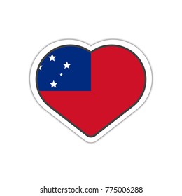 Heart shape sticker or label design for Samoa flag. Illustration for greeting cards, posters, patches and prints for clothes, flyers, emblems