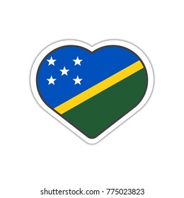 Heart shape sticker or label design for Solomon islands flag. Illustration for greeting cards, posters, patches and prints for clothes, flyers, emblems