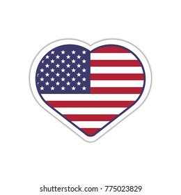 American Flag Heart Shaped Patch 