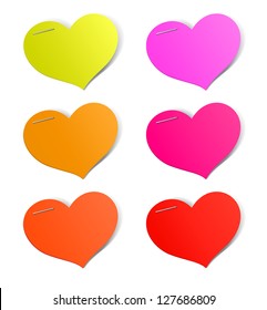 Heart shape stickers set, vector illustration