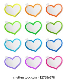 Heart shape stickers set, vector illustration