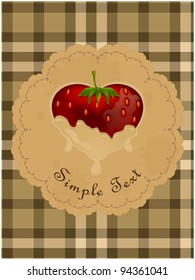 Heart in shape of strawberry on retro scottish cloth