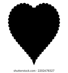 Heart shape. Stylized coleus leaf. Black silhouette on white background.