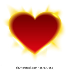 Heart shape of sun. Isolated illustration
